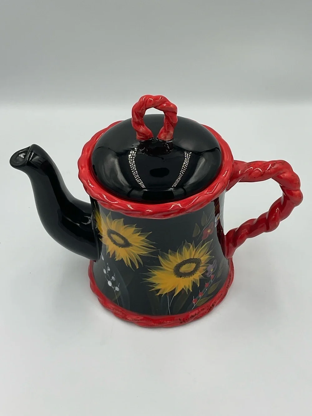 Vintage Bella Casa by Ganz Handpainted Sunflower Teapot